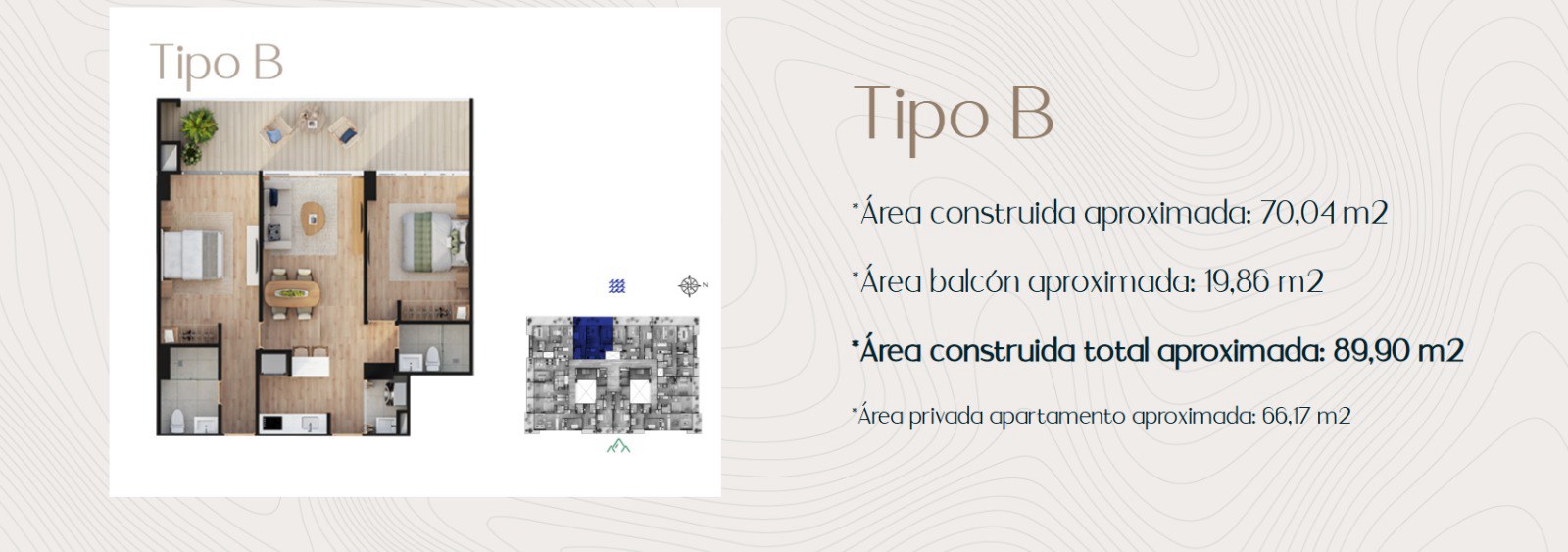 Plano de referencia de apartamento tipo B